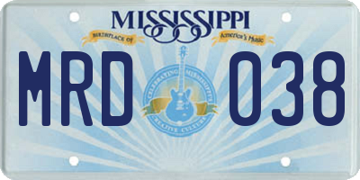 MS license plate MRD038