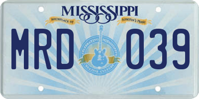 MS license plate MRD039