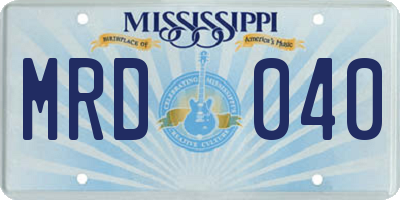 MS license plate MRD040
