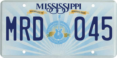 MS license plate MRD045