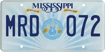 MS license plate MRD072