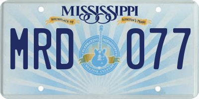 MS license plate MRD077