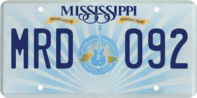 MS license plate MRD092