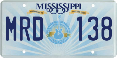 MS license plate MRD138