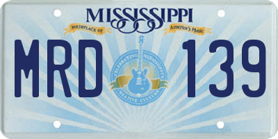MS license plate MRD139