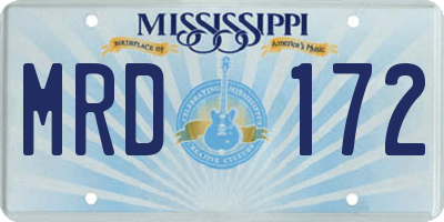 MS license plate MRD172