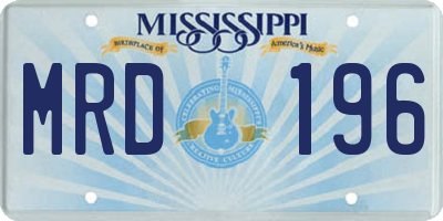 MS license plate MRD196
