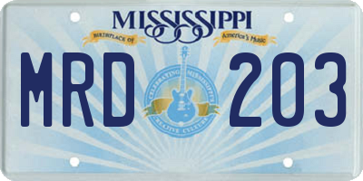 MS license plate MRD203