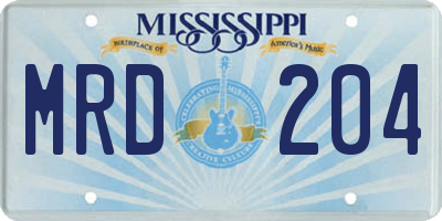 MS license plate MRD204