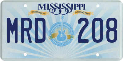 MS license plate MRD208