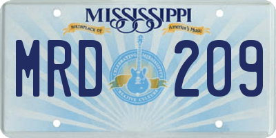 MS license plate MRD209
