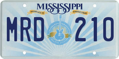 MS license plate MRD210