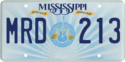 MS license plate MRD213