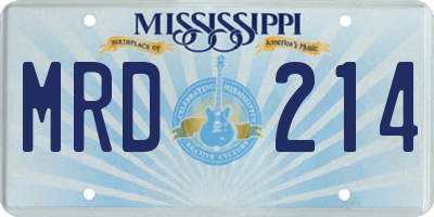 MS license plate MRD214