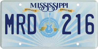 MS license plate MRD216