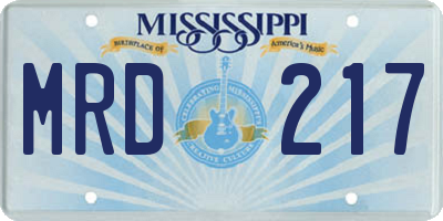 MS license plate MRD217