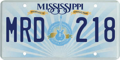 MS license plate MRD218