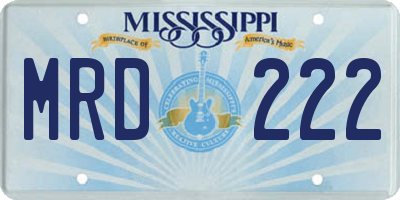 MS license plate MRD222
