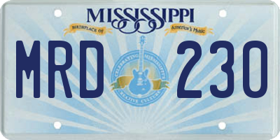 MS license plate MRD230