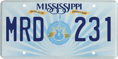 MS license plate MRD231