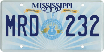MS license plate MRD232