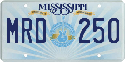 MS license plate MRD250