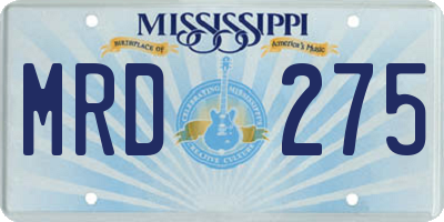 MS license plate MRD275