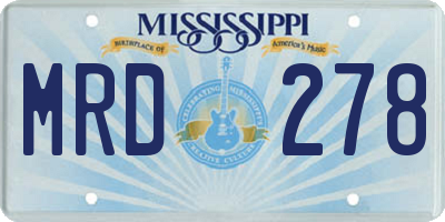 MS license plate MRD278