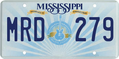MS license plate MRD279