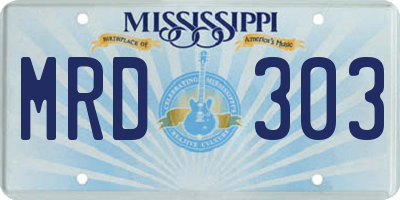 MS license plate MRD303