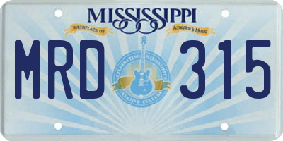 MS license plate MRD315