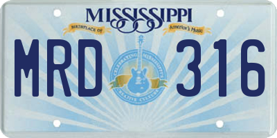 MS license plate MRD316