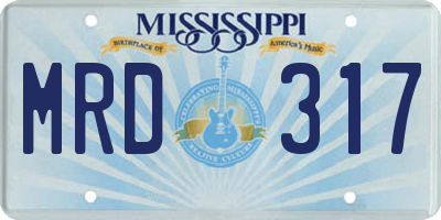 MS license plate MRD317