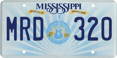MS license plate MRD320