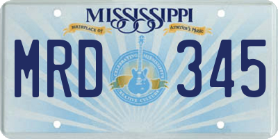 MS license plate MRD345
