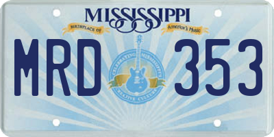 MS license plate MRD353