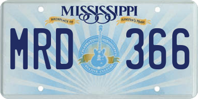 MS license plate MRD366