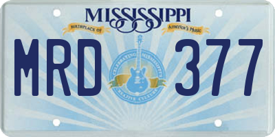 MS license plate MRD377
