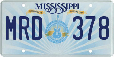 MS license plate MRD378