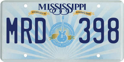 MS license plate MRD398