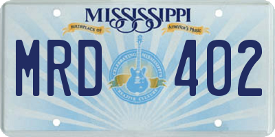MS license plate MRD402