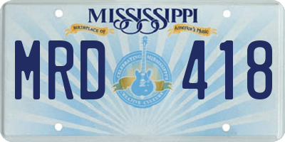 MS license plate MRD418