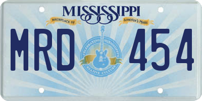 MS license plate MRD454