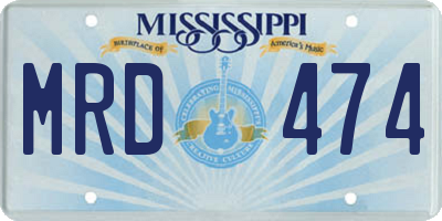 MS license plate MRD474