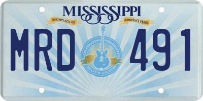 MS license plate MRD491