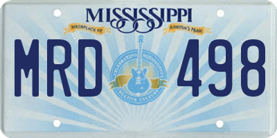 MS license plate MRD498