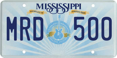 MS license plate MRD500