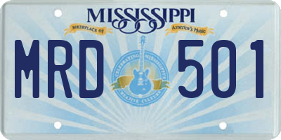 MS license plate MRD501