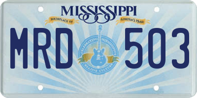 MS license plate MRD503