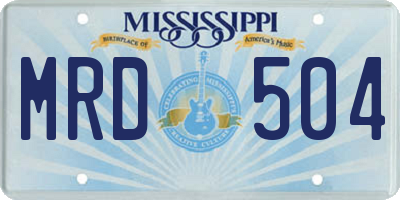 MS license plate MRD504